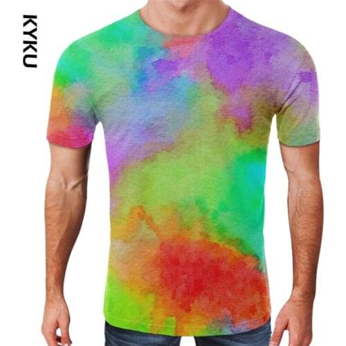 KYKU Funny 3D Abstract T Shirt Men Women 3d Art Graffiti Tshirt Harajuku Colorful Printed Top Tees Summer Hip Hop Streetwear
