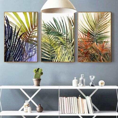 Nordic Watercolor Style Colorful Plant Leaf Canvas Painting Wall Art Poster Picture Print Landscape Picture Home Decoration