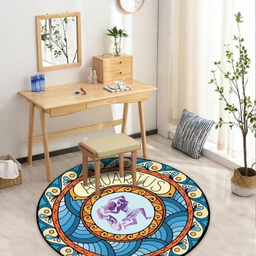Constellation Aquarius Round Floor Mat Flannel Anti-slip Carpet Doormats Home Bedroom Living Room Bathroom Decoration Tapis Rugs