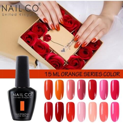 NAILCO Soak Off Polish 15ml Orange Series Uv Led Art Gel Polish Semi Permanent Hybrid Lacquer Base And Top Coat Gel Nail Polish