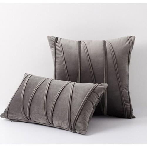Classic Velvet Stripe Beaded Pillowcase Pressure Rope Strap, European Style Sofa Pillow Home Cushion Cover
