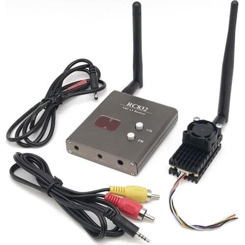 Long distance Over 5Km Range 5.8Ghz 2W 2000mW FPV Wireless Transmitter and RC832 48CH Wireless AV Receiver for RC Drones monitor