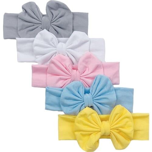 5Pcs/Lot Baby Girls Cotton Blend Headbands Dot Printed Knot Hairbands Newborn Headwear Set Hair Accessories Photo Shoot