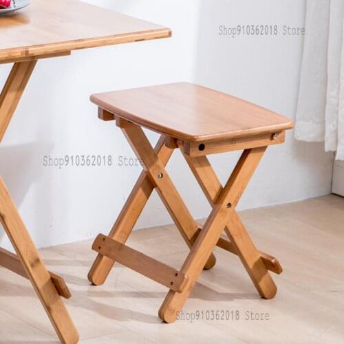 Simple Low Stool Leisure Folding Stool Modern Minimalist Portable Home Dining Stool Bamboo Stool Thickened Square Stool