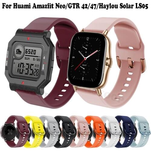 20mm/22mm Silicone band For Huami Amazfit GTS/2/2e/GTS2 Mini/GTR 42/47/GTR2/2E/Neo Bracelet For Xiaomi Haylou Solar LS05 strap