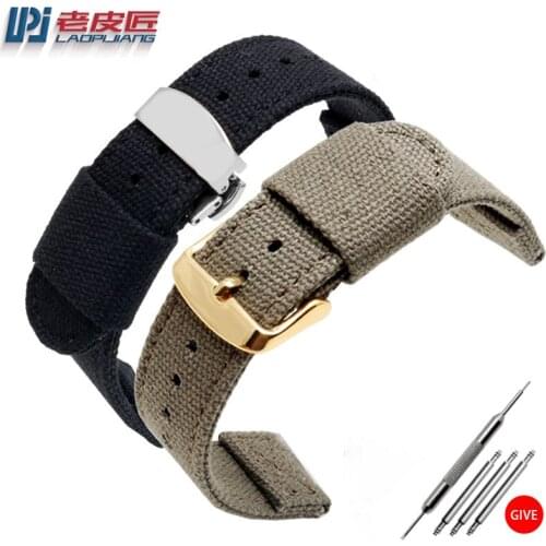 Breathable canvas watch strap for T-issot pilot mens sports thickened Chain18 20 22mm universal Bracelet Khaki black