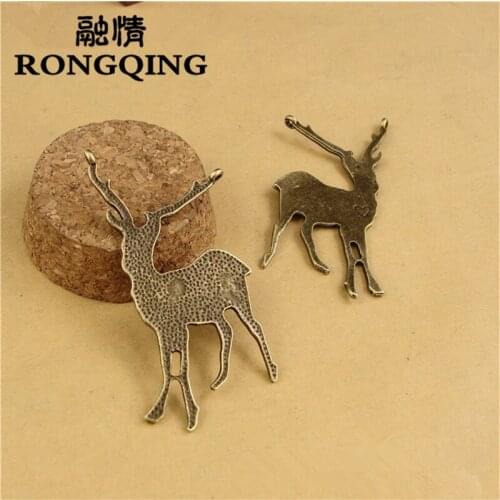 RONGQING 20pcs/lot 60*26MM Metal Deer Charms Elk Pendant Jewelry Accessories
