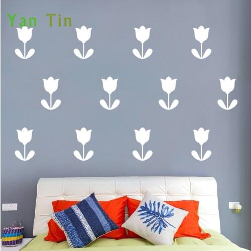 12pcs/set Removable Cartoon Flowers Shape Wall Sticker For Kids Baby Rooms Nursery Wall Decals DIY PVC Self-adhesive Art Mural