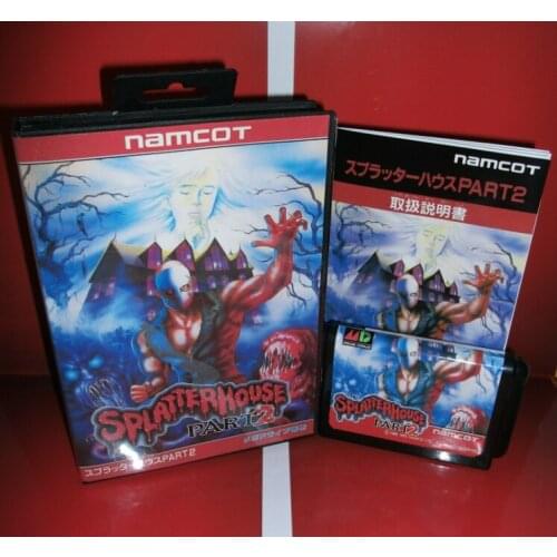 Splatter House Part 2 Japan Cover with box and manual For Sega Megadrive Genesis Video Game Console 16 bit MD card