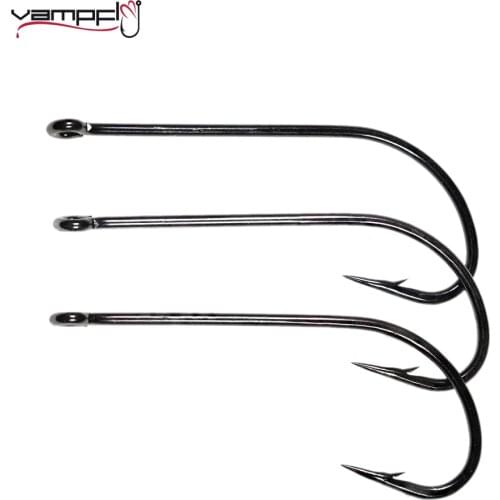 Vampfly 50pcs Stinger Deer Hair Standard Fly Tying Hook 2X Long Sharp Tip Hook For Pike Bass Fly Larger Saltwater Shrimps Fly