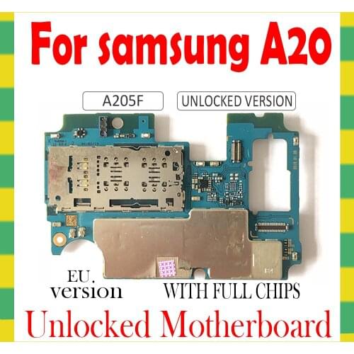 Factory Unlock Motherboard For Samsung Galaxy A20 A205F Original Logic Board ainboard For Galaxy A20 A205F With Full Chips