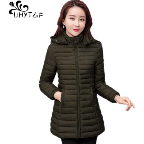 UHYTGF 2019 Ladies Winter jacket women outerwear wadded jacket Korean Female Thin plus size 6XL Down cotton clothing coats X352