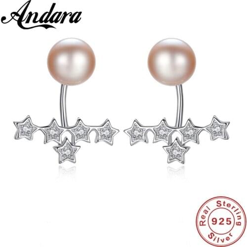 Pearl Stud Earring 925 Sterling Silver Jewelry Elegant AAA Zircon Pearl Earrings For Women Luxury Wedding Gift