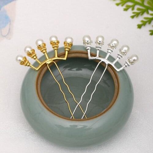 Gold Silver Color Chinese Style Hairpins Wedding Hair Ornaments Pearl Hair Vines Women Hair Jewelry Hair Sticks Wholesale