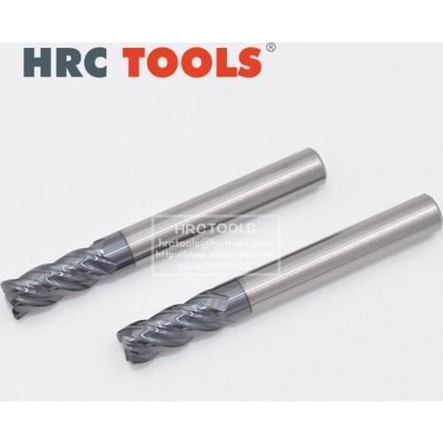 1PCS 4 Flute Long Neck Short Flute Ball Nose End Mill Carbide R0.2/R0.5/R1.0 HRC62 Corner Radius Milling Cutter Bits