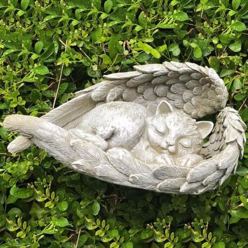12cm Sleeping Dog Cat Angel Statue Home Interior And Home Outdoor Space Garden Accessories Decorations Alien Decoracions Ou Z3S4