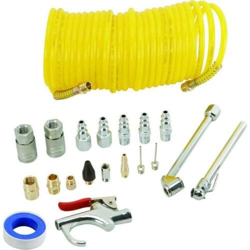 20 Piece Air Compressor Accessory Kit - Includes 25ft Recoil Air Hose, Blow Gun & Tyre Inflato