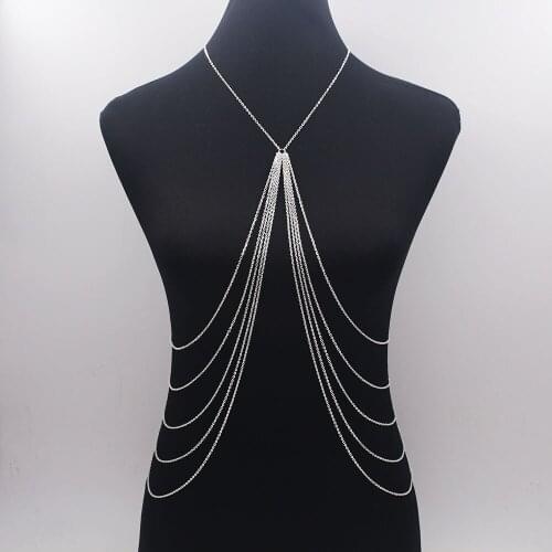 2020 Long Tassel Body Chain Sexy Beach Gold Color Disco Party Body Chain Jewellery for Women