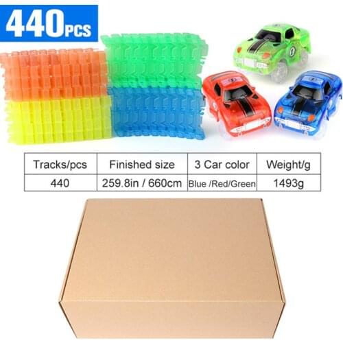 2021 Flexible magical track bridge car Glowing Race Tracks Set Creative gifts Educational toys for children boys Birthday Gifts