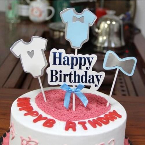 4pcs/lot Happy birthday insert card cake topper boy and girl birthday gift party Decorating Supplies