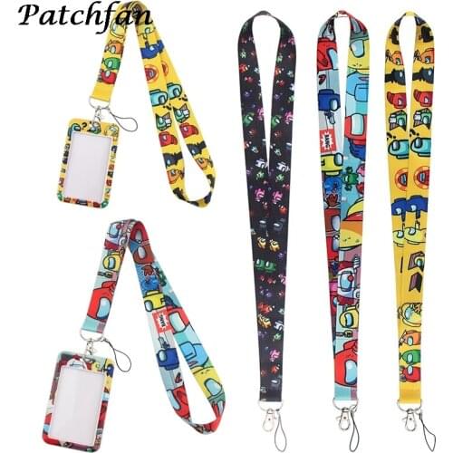 AD390 Patchfan Cartoon Lanyard Keychain keys Badge ID Mobile Phone Rope Kids Gifts Lanyard With Card Holder Cover