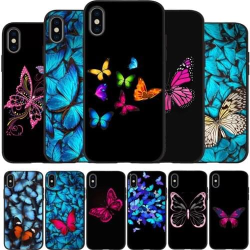 Beautiful butterfly Soft Silicone black Phone Case For iPhone 5 5S 6 plus 7 8 plus X XR XS Max 11 PRO Max SE 2020