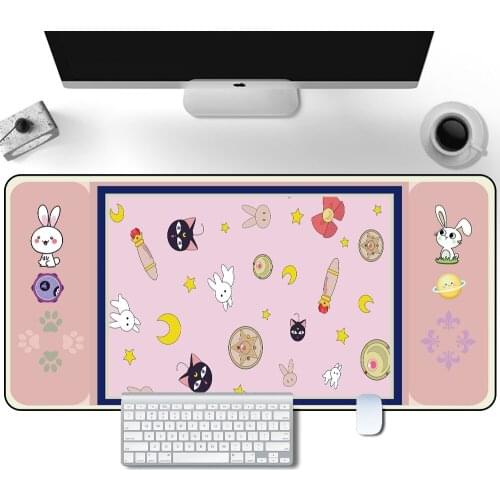 Cute Cat Printing Large Game Waterproof Mouse Pad, Lock Edge Mouse Pad, Laptop Keyboard Pad, Table Mat Suitable for CSGO L XXL