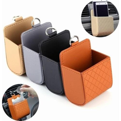 Faux Leather Car Air Vent Storage Bag Phone Key Coins Organizer Box Holder Case