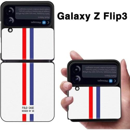 Luxury Brand Line Leather Phone Case for Samsung Galaxy Z Flip 3 Matte Hard PC For Z Flip 3 5G ShockProof Back Cover Fundas Cell