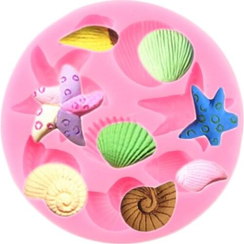 DIY Sea Creatures Conch Starfish Shell Fondant Silicone Molds Cake Decorating Tools Candy Clay Chocolate Gumpaste Moulds