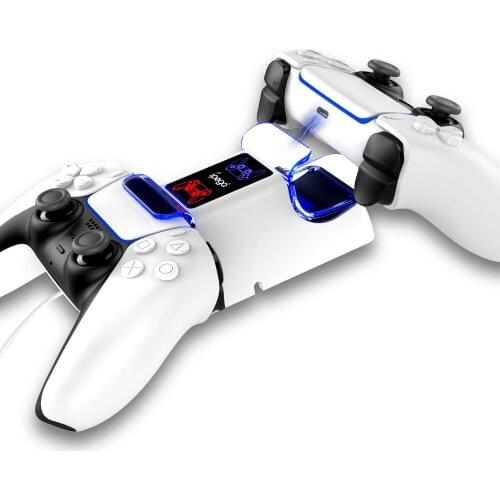 Dual LED Indicator Fast Charging Dock Gamepad Charger Station Stand Base Built-in USB Cable for PS5 Wireless Game Controller