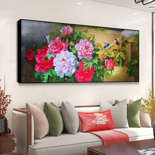 EECAMAIL Diy Diamond Painting Full Diamond Embroidery Peony No Frame Diamond Cross Stitch 5D Crystal Home Decoration Paintings