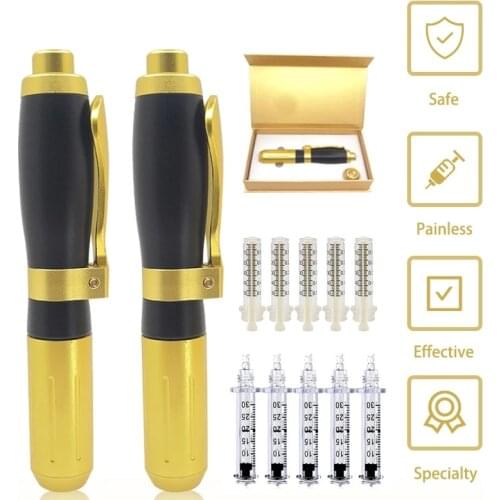 2 in1 Meso High Pressure Hyaluronic Acid Pen Tattoo Tip Hyaluron Gun Anti Wrinkle Lip Injection Hyaluron Gun 0.3ml &0.5ml Head