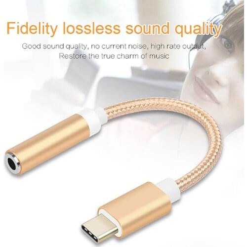 Earphone Headset Cable Alloy Type-C To 3.5mm Female to Male AUX Jack Adapter USB C Audio Cable Adapter For Smart Mobile Phone