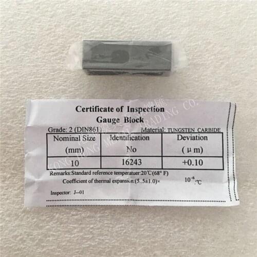 Hard Alloy Tungsten Carbide gauge block 10mm Grade 2