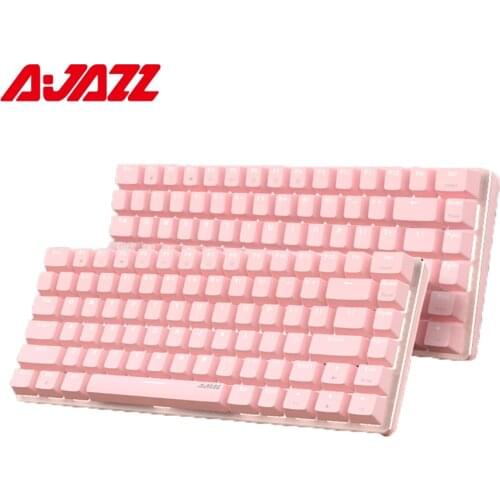 Ajazz AK33 82keys Anti-ghosting Ergonomic Pink Mechanical Keyboard Durable White Backlight Compatible With Windows XP/Vista/MAC