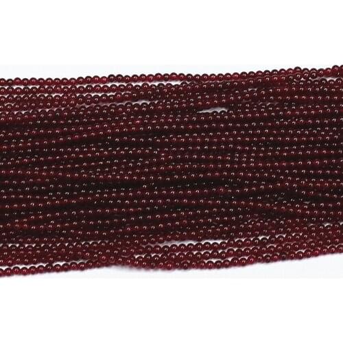 Hot sale garnet red color jades stone chalcedony 2mm 3mm round loose beads for jewelry making women gifts diy spacer 15inch B456