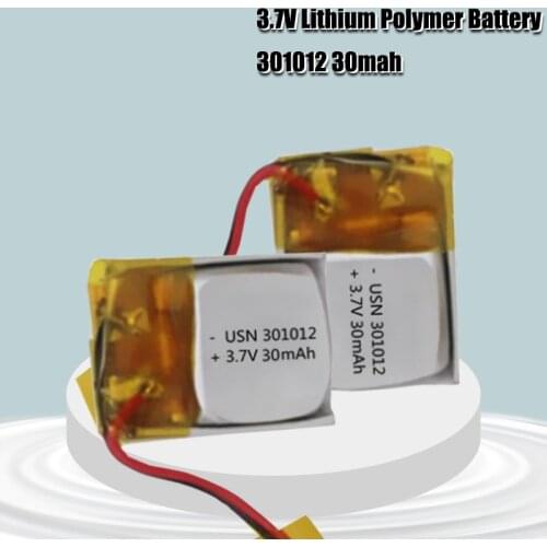 30mAh 3.7V 301012 lithium polymer lipo rechargeable battery for GPS MP3 MP4 PAD DVD DIY bluetooth headphone speaker phone