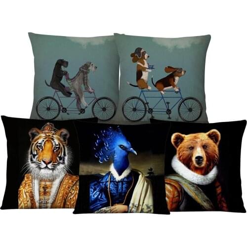 Bear Tiger Duck Animal Cushion Covers Cute Pug Dog Schnauzer Pillow Case Sofa Decoration 45X45cm Accept Wholesale Dropshipping