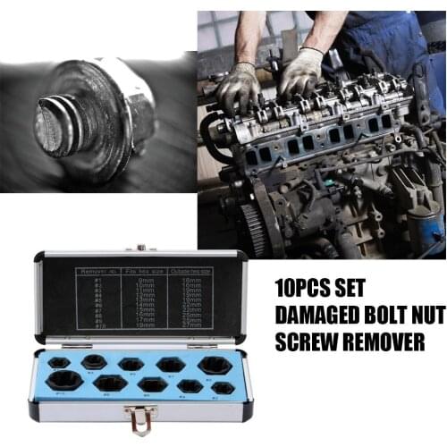 10pcs Set Damaged Bolt Nut Screw Remover Tool Kit Extractor Removal Tools