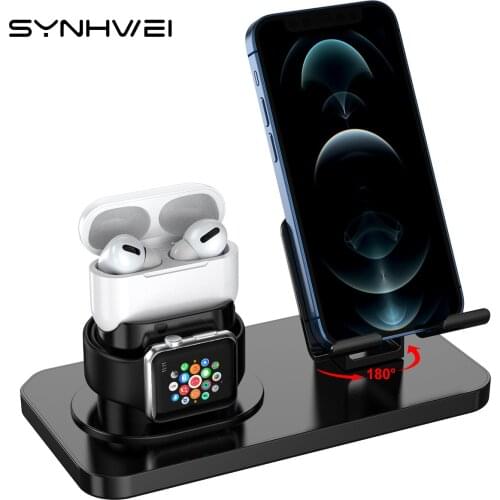 3 in 1 Desktop Phone Charge Dock Holder For AirPods 1/2 Pro Apple Watch Stand For iPhone 12 11 XS Max iPad Android Phone Tablet