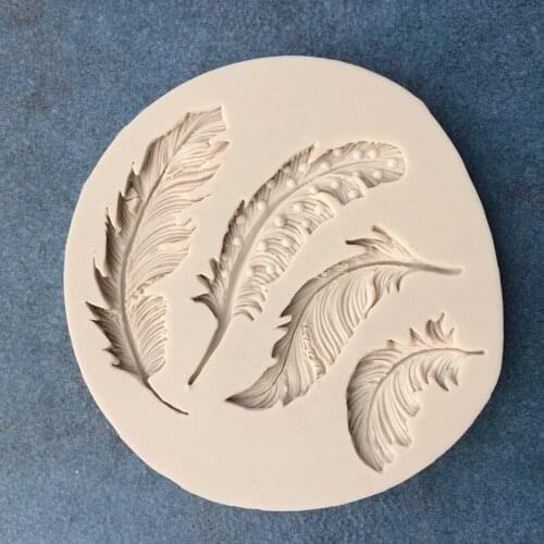 New Feather Shape 4 Silicone Molds DIY Cake Fondant Tool Chocolate Candy Mold