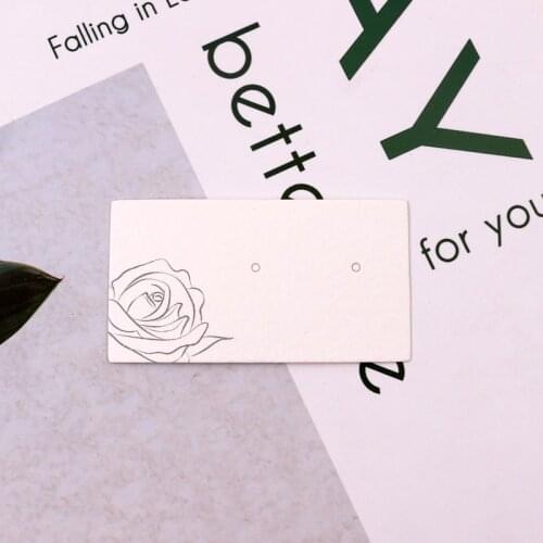 Wholesale 5.5*3cm 100pcs/lot Earring Jewelry Paper Card Rose Print Stud Earring Display Cards Price Tags Custom Logo Costs Extra