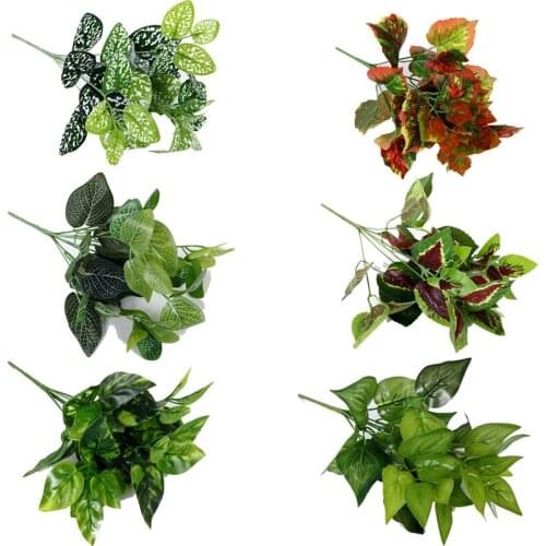Plastic Large leaf Artificial Plants Green Grass plastic flower Plant Wedding Home Decoration Decors