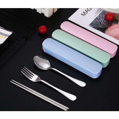 Portable Tableware Bag Cutlery Bag Dinner Set Stainless Steel Travel Storage Box Dinnerware Picnic Fork Spoon Bag for Kid School