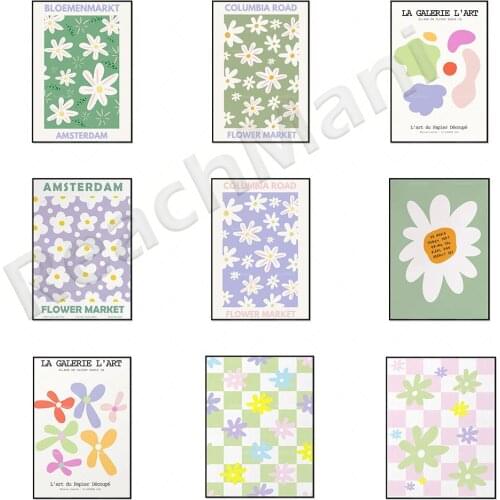 Tokyo Flower Market poster, Columbia Road vintage art prints, colorful Amsterdam Flower Market, mid-century modern Danish soft a