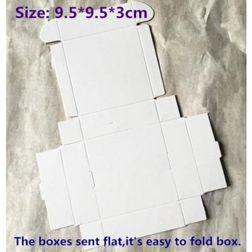 50pcs/lot-9.5*9.5*3cm Blank White Paper Aircraft Boxes Big Size Candy Gift Event Party Decorative Button Packing Boxes