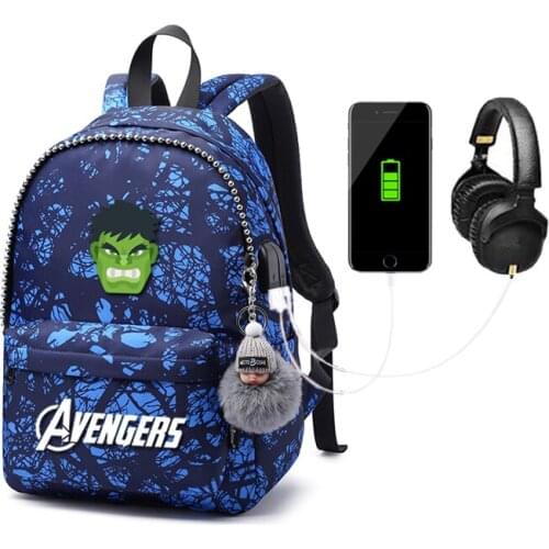 MARVEL USB Women Backpack Teenage Waterproof Oxford cloth Travel Backpack Large Capacity schoolbag cartoon anime bookbag Mochila