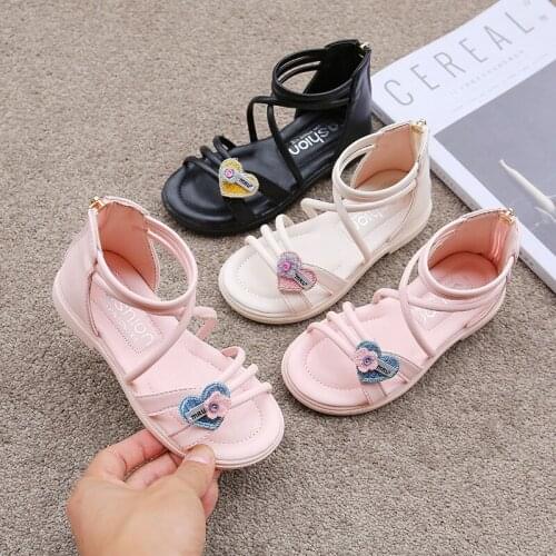 Girls Sandals Gladiator Flowers Love Soft Children Beach Shoes Kids Summer Fashion Princess Sandals High Quality Kids Sandalias