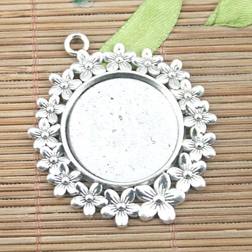 Mixed 2colors flowers round cabochon settings(inner size 25mm) 12pcs EF1214-1215